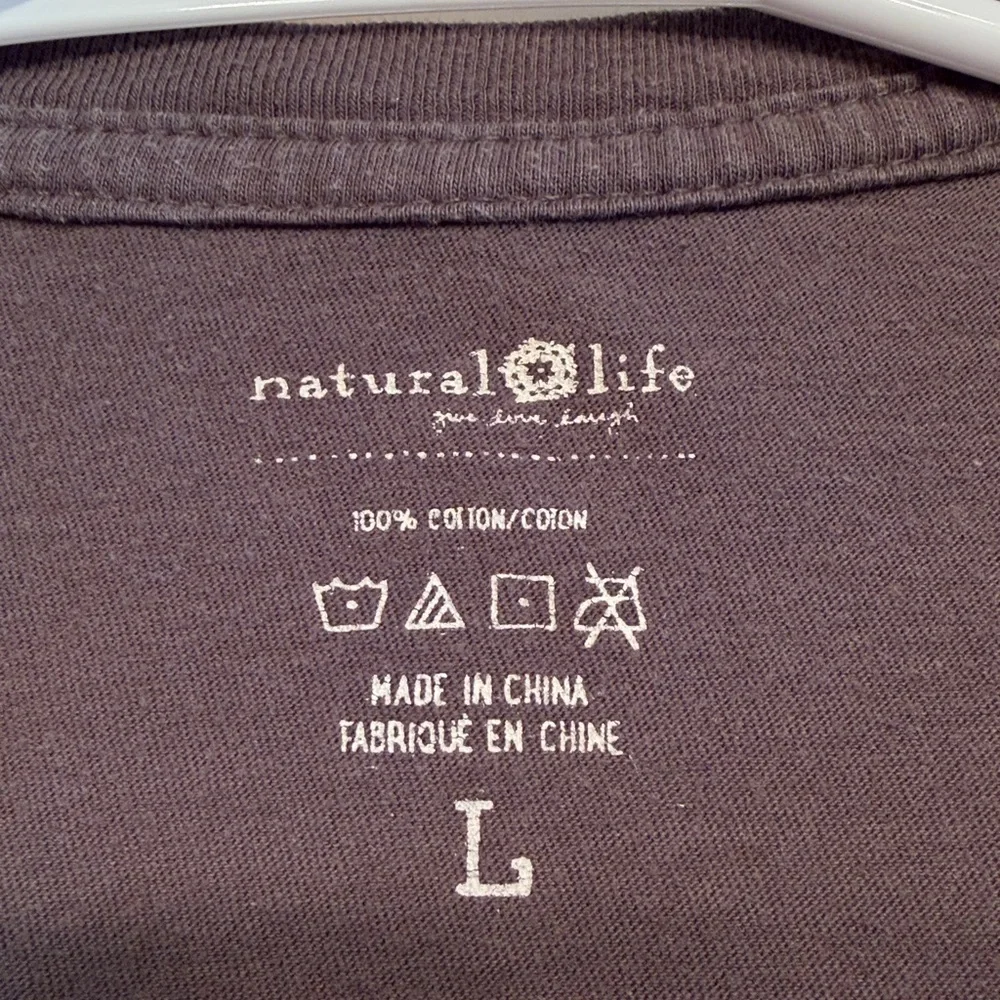 NATURAL LIFE Long Sleeve Woman’s Crew Neck Tee Shirt Be Happy Large - Picture 5 of 7
